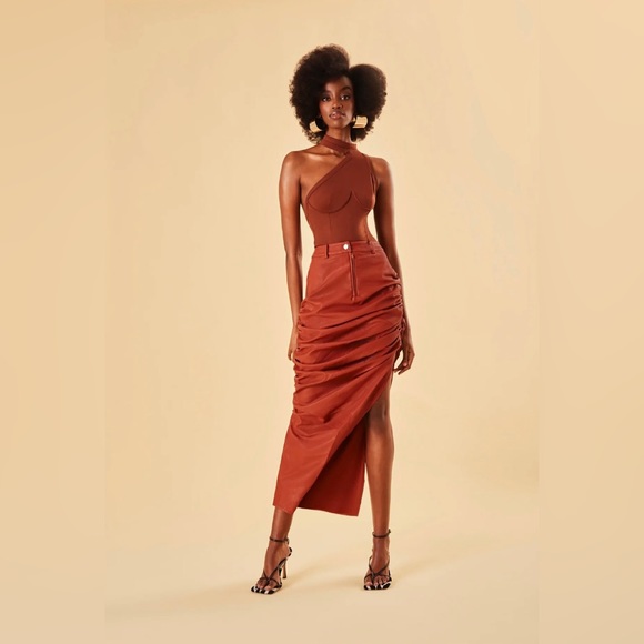 Fumi the Label Vegan Leather Skirt Auburn - Picture 1 of 5